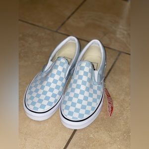Blue an white checkered vans